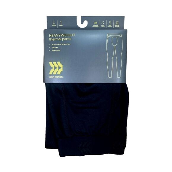 all in motion Heavyweight Thermal Pants - Size Large - Black - Picture 1 of 3